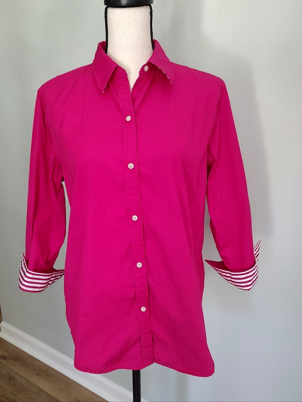 Lauren Ralph Lauren LRL Logo Fitted Contrast Cuff Button Down Shirt Old Money L